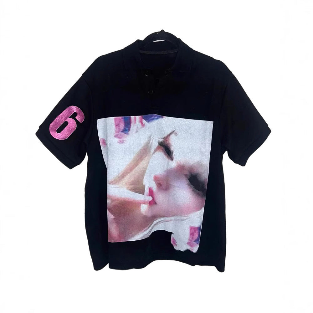 Short-sleeved Polo Shirt T-shirt Printed Pattern Top