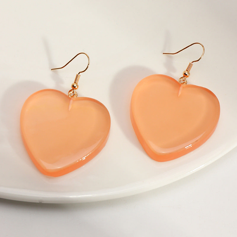 Sweet And Lovely Candy Color Love Earrings Ins Pop Peach Heart Earrings