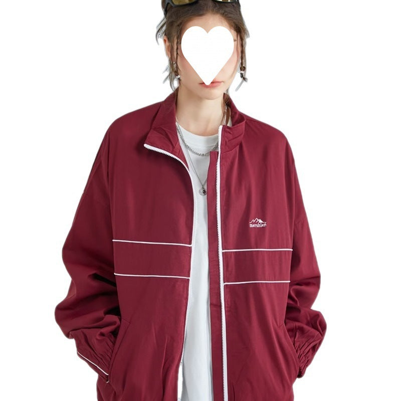 Women's Retro Lapel Windbreaker Jacket